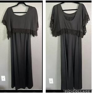 VTG Blanche Ralph Montenero‎ 60's Black Nightgown M Whimigoth Unique Feminine